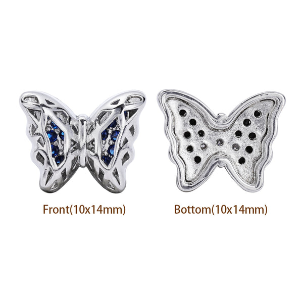 Butterfly Shape Imitation Rhodium Plated High-Quality Sew-on Alloy Charms Inlaid Cubic Zirconia