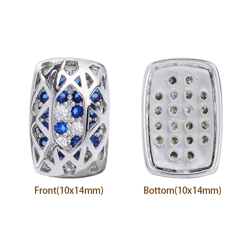 Cushion Rectangle Shape Imitation Rhodium Plated High-Quality Sew-on Alloy Charms Inlaid Cubic Zirconia