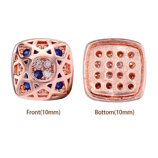 Cushion Square Shape Rose Gold Plated High-Quality Sew-on Alloy Charms Inlaid Cubic Zirconia WholesaleRhinestone