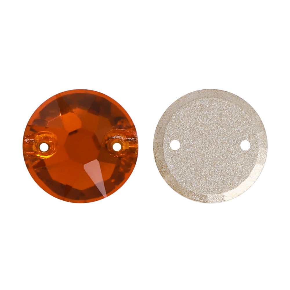 Tangerine Xirius de forma redonda de alta calidad Glass Sew--On Rhinestones Imagen secundaria del producto