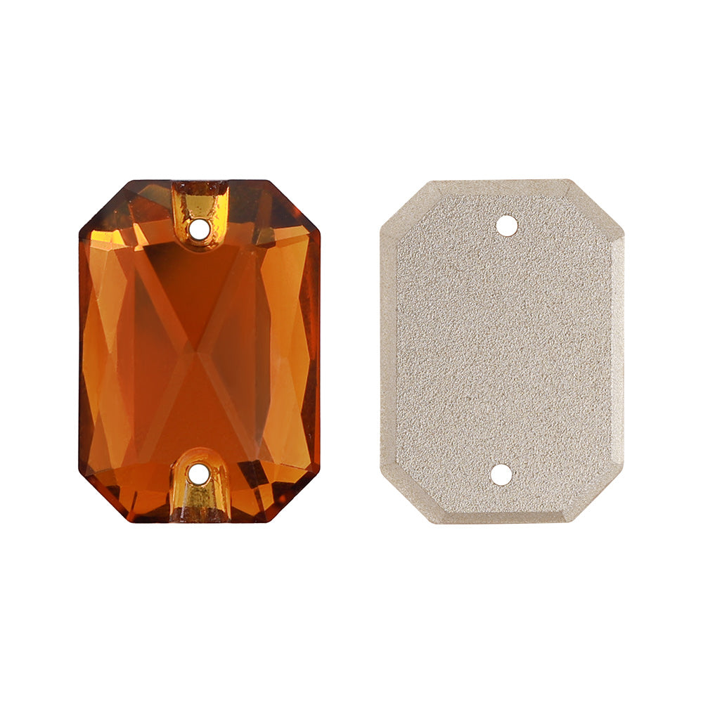 Tangerine Octagon Shape High Quality Glass Sew-on Rhinestones Secondary image