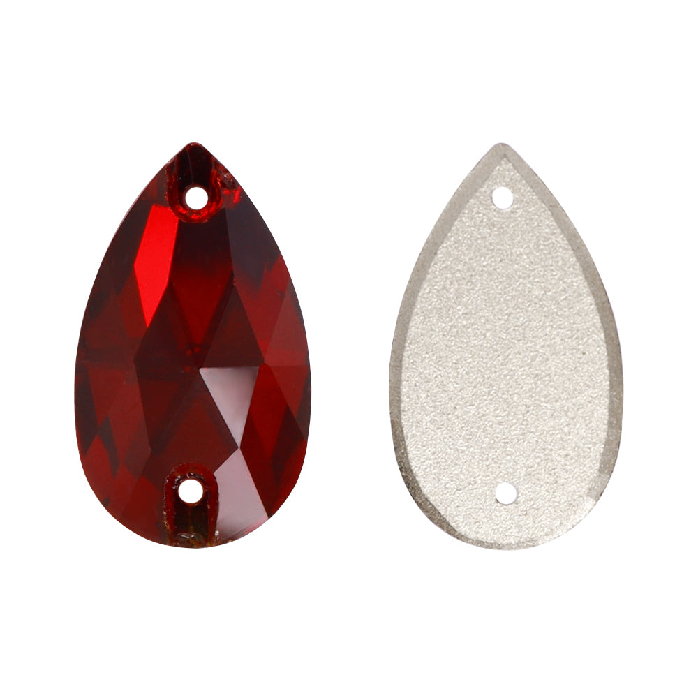 Siam Drop Shape High Quality Glass Sew-on Rhinestones WholesaleRhinestone