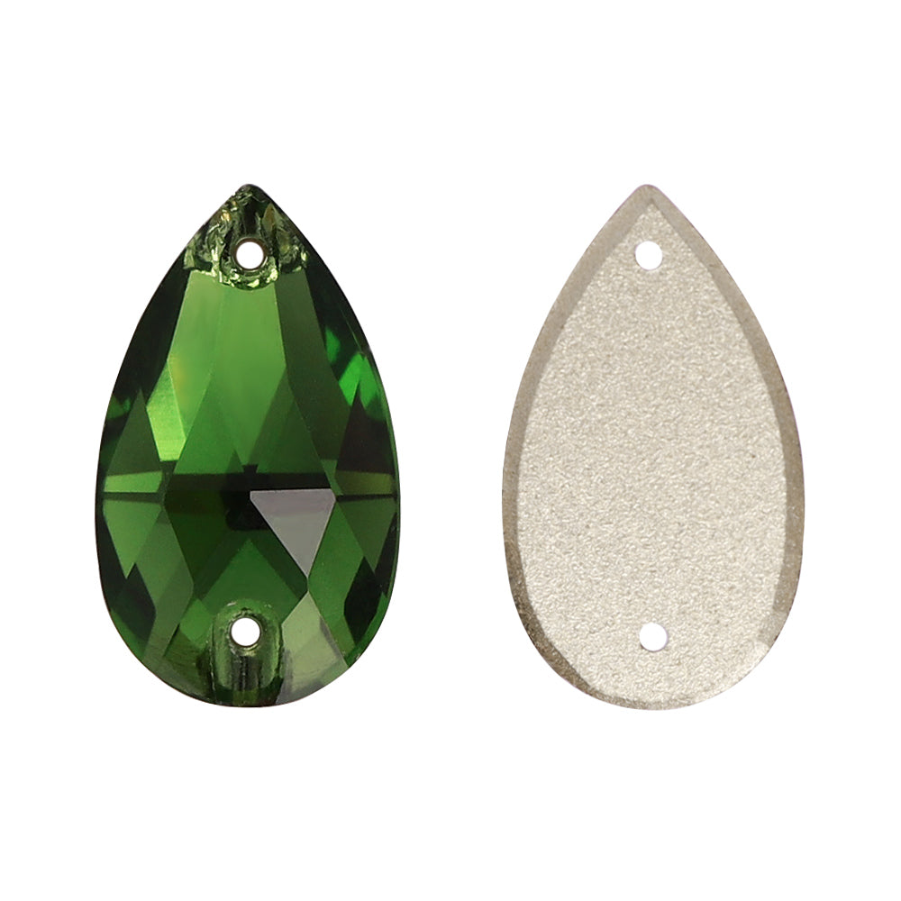 Fern Green Drop Shape High Quality Glass Sew-on Rhinestones WholesaleRhinestone