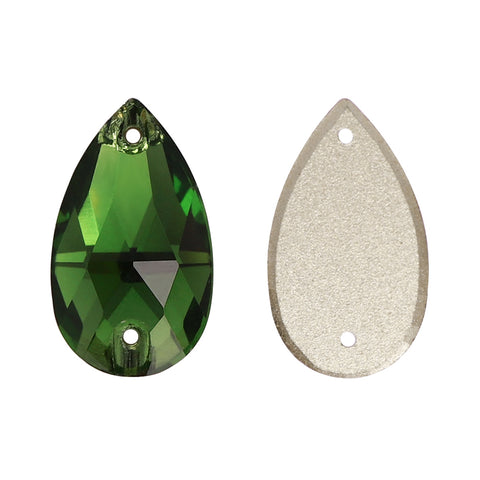 Fern Green Drop Shape High Quality Glass Sew-on Rhinestones WholesaleRhinestone