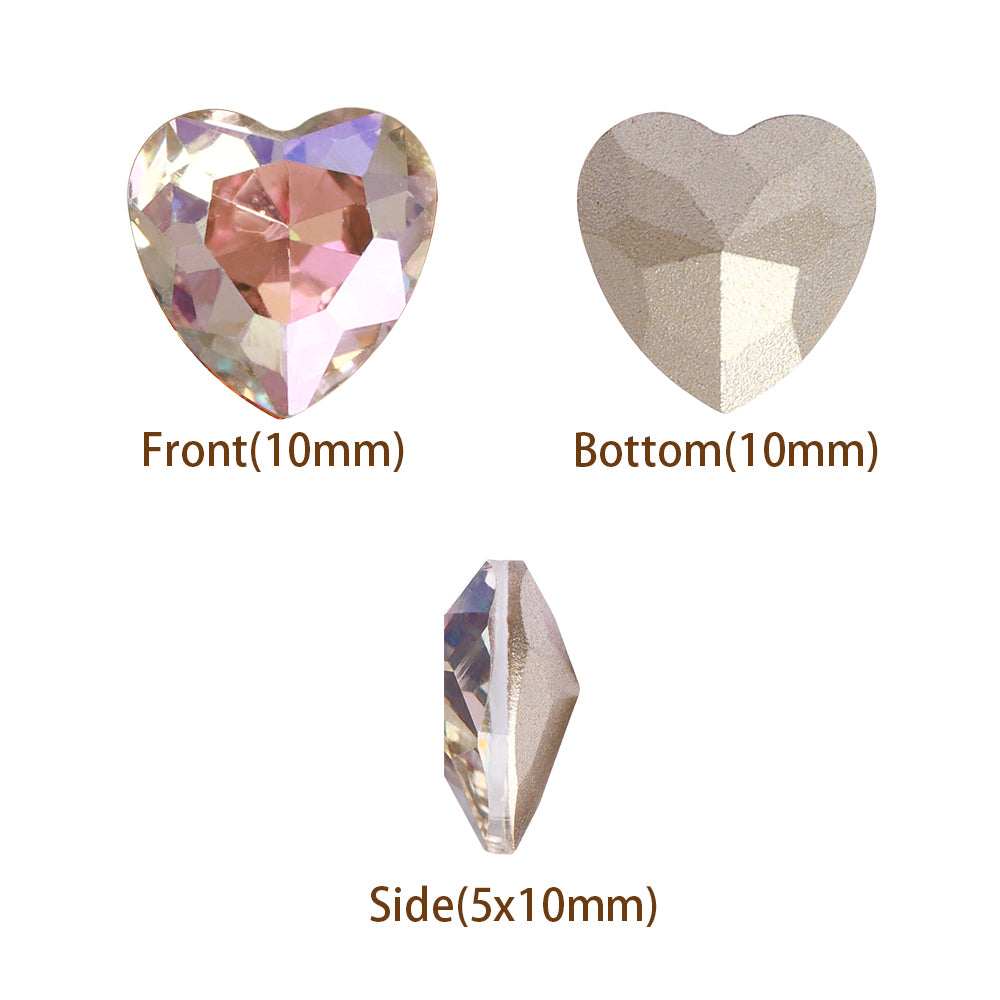 Luminous Green Heart Shape High Quality Glass Pointed Back Fancy Rhinestones WholesaleRhinestone