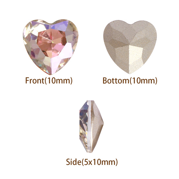 Luminous Green Heart Shape High Quality Glass Pointed Back Fancy Rhinestones WholesaleRhinestone