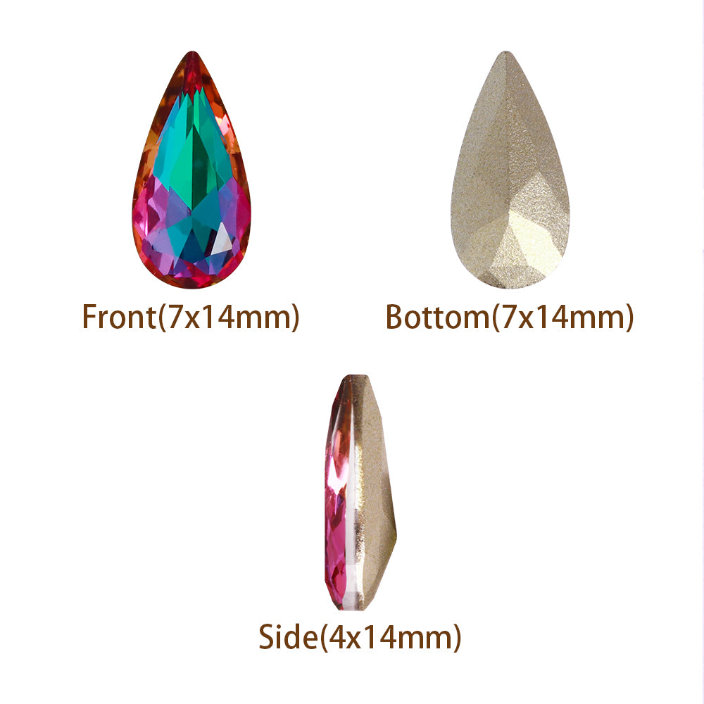 Heliotrope Teardrop Shape High Quality Glass Pointed Back Fancy Rhinestones WholesaleRhinestone