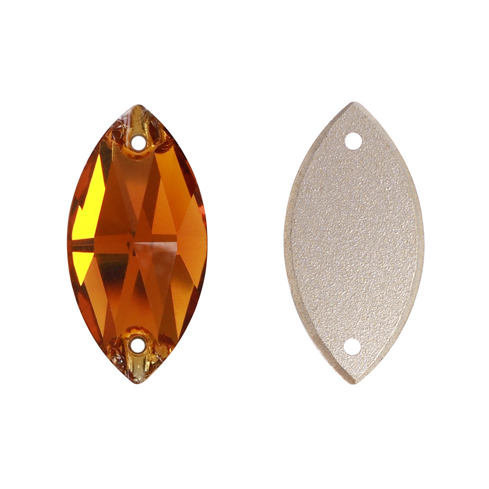 Tangerine Navette Shape High Quality Glass Sew-on Rhinestones Secondary image