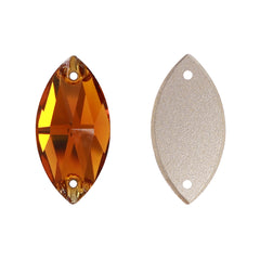 Tangerine Navette Shape High Quality Glass Sew-on Rhinestones WholesaleRhinestone