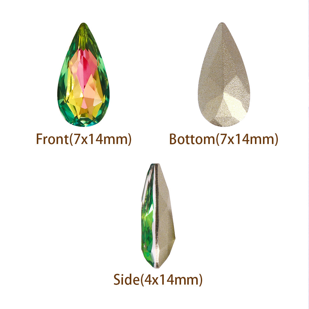 Vitrail Rose Teardrop Shape High Quality Glass Pointed Back Fancy Rhinestones WholesaleRhinestone