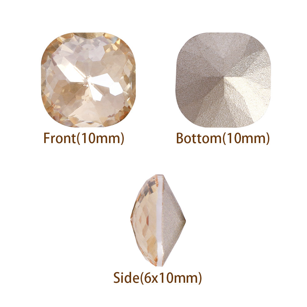 Golden Shadow Dome Cushion Square Shape High Quality Glass Pointed Back Fancy Rhinestones Второстепенное изображение товара