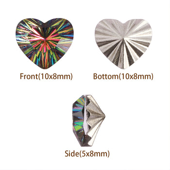 Millennium Series Heart Shape Rainbow Glass Pointed Back Fancy Rhinestones WholesaleRhinestone