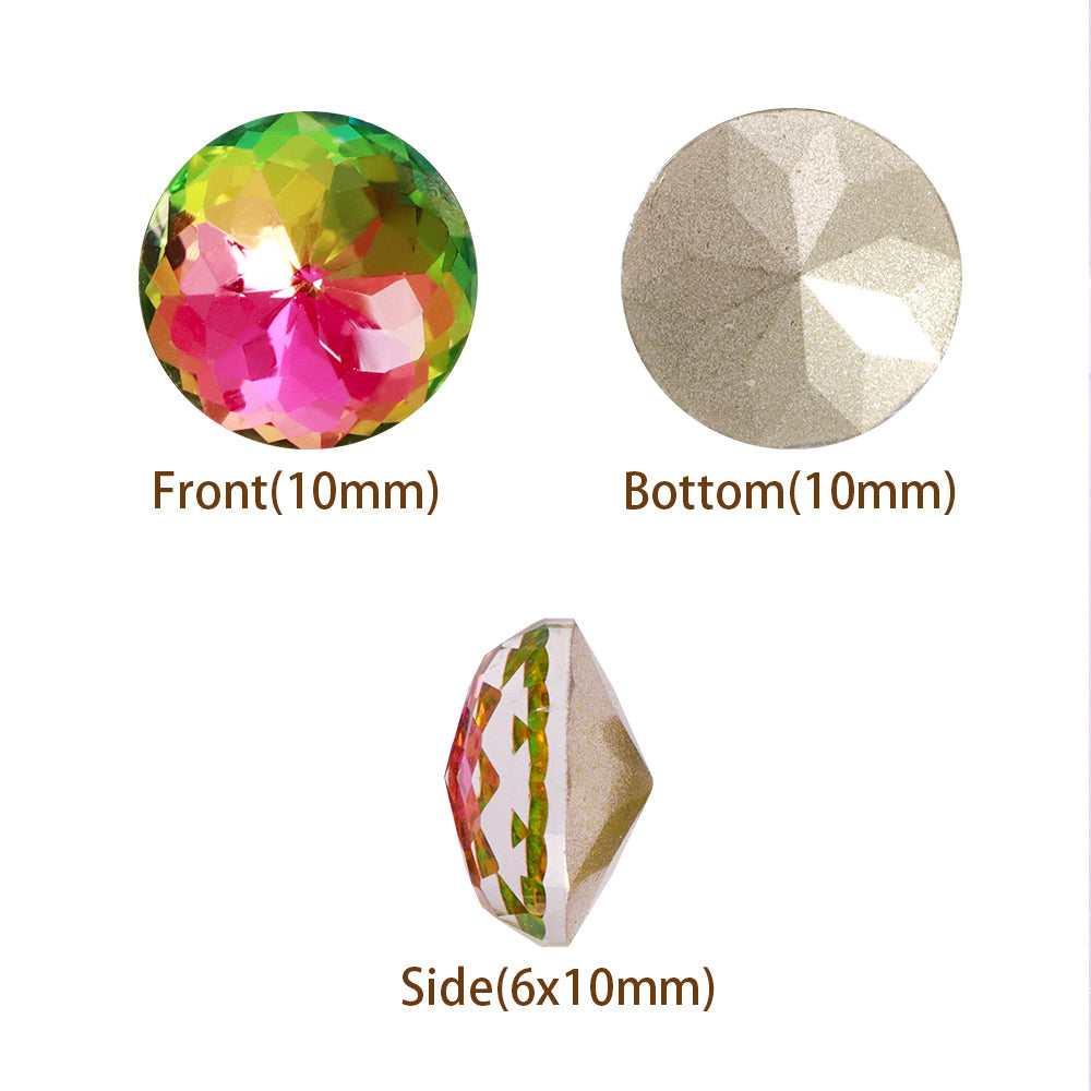 Vitrail Rose Dome Round Shape High Quality Glass Pointed Back Fancy Rhinestones WholesaleRhinestone