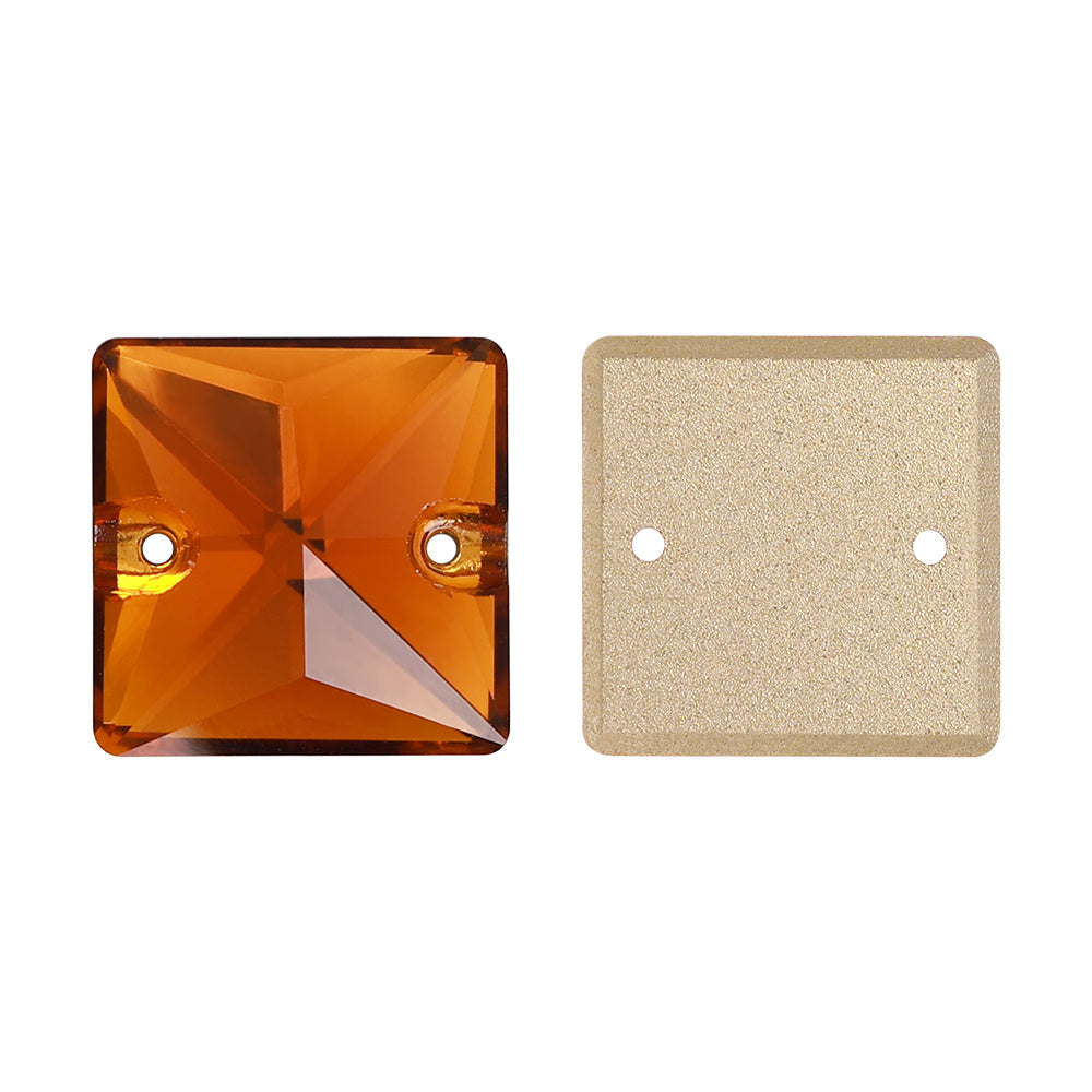 Tangerine Square Shape High Quality Glass Sew-on Rhinestones Secondary image