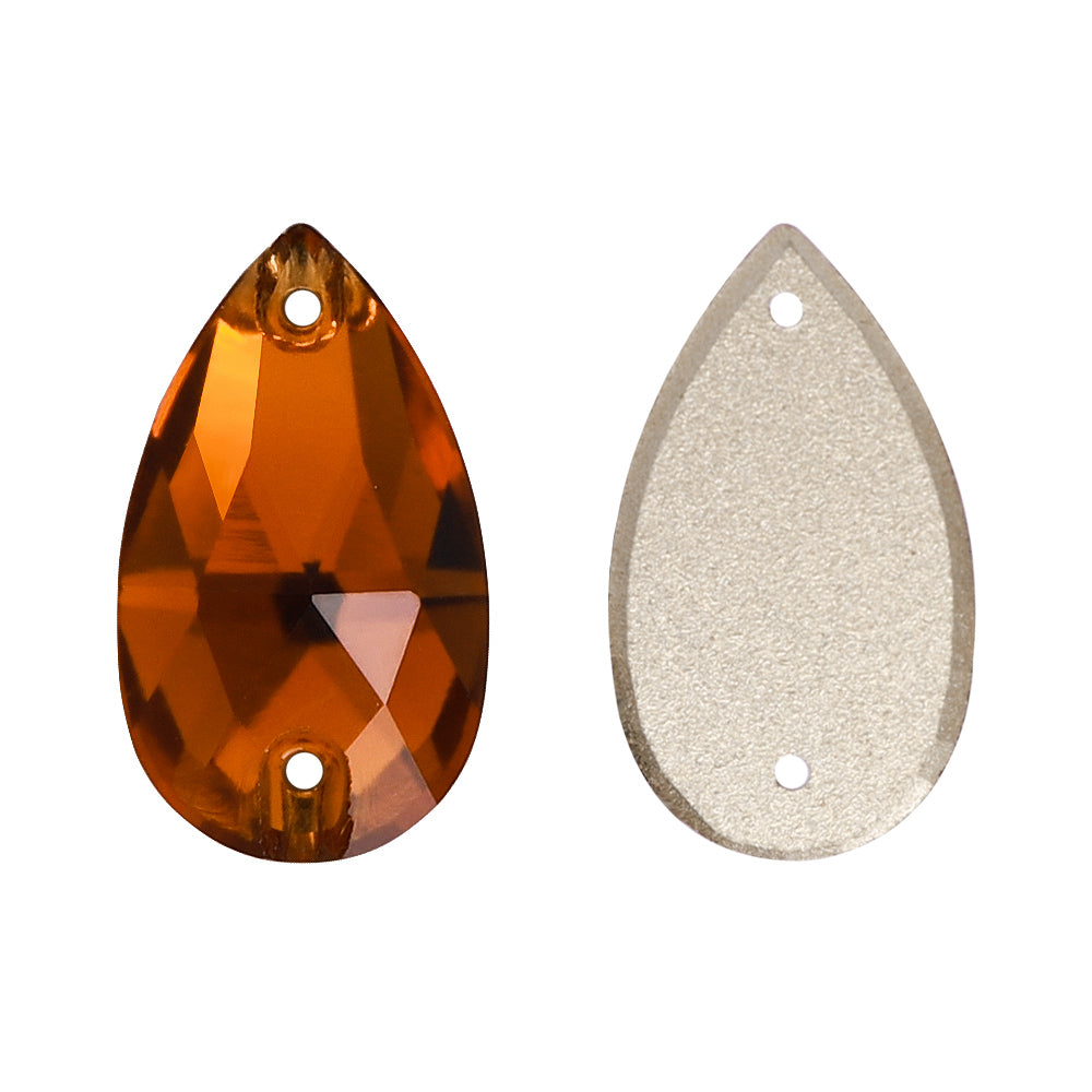 Tangerine Drop Shape High Quality Glass Sew-on Rhinestones Secondary image