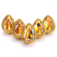 Paradijs Shine Drop Shape Hoogwaardige Glazen Sewa-On Nest Hollow Claw Rhinestones