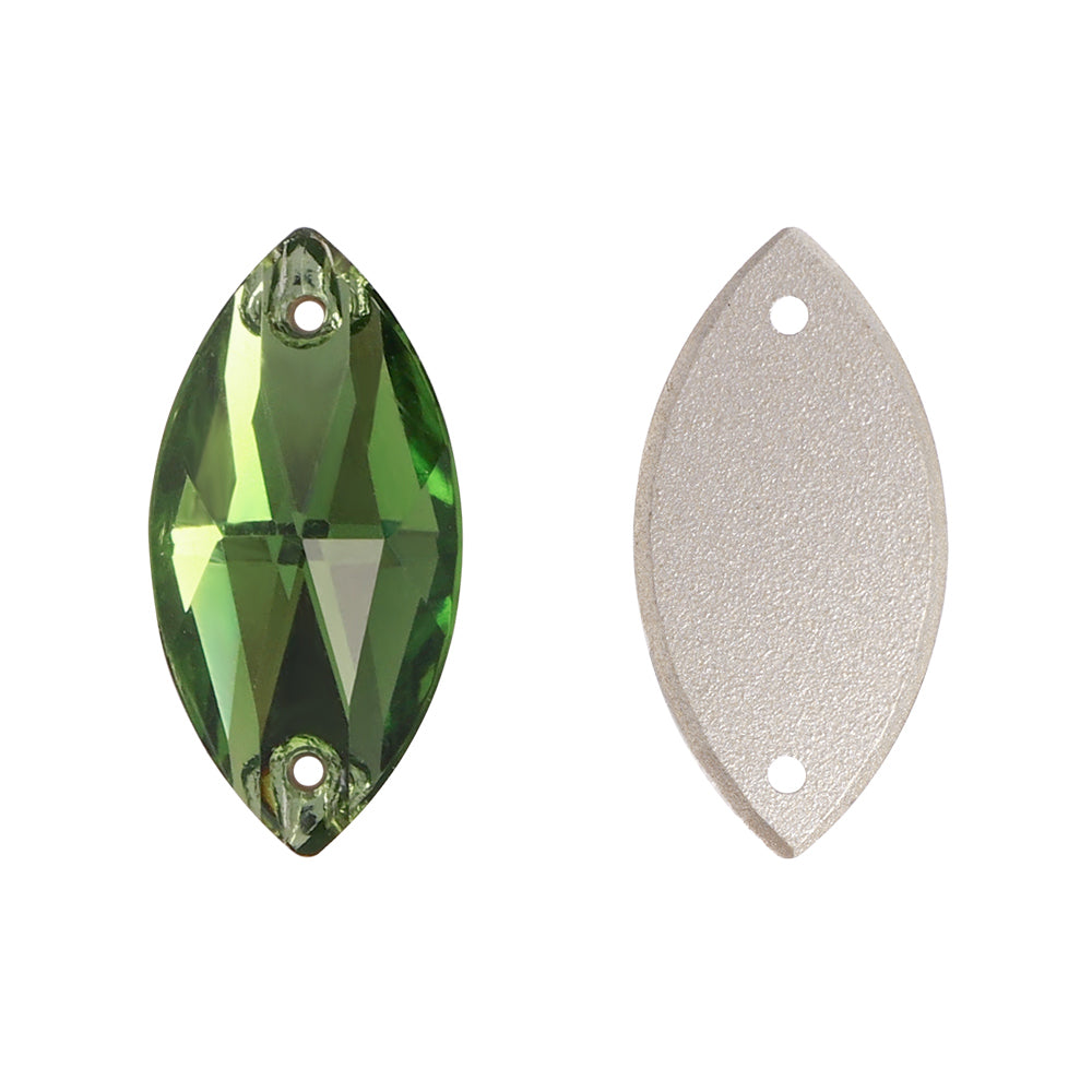Fern Green Navette Form Høj kvalitet Glas Sew-on Rhinestones Sekundært billede