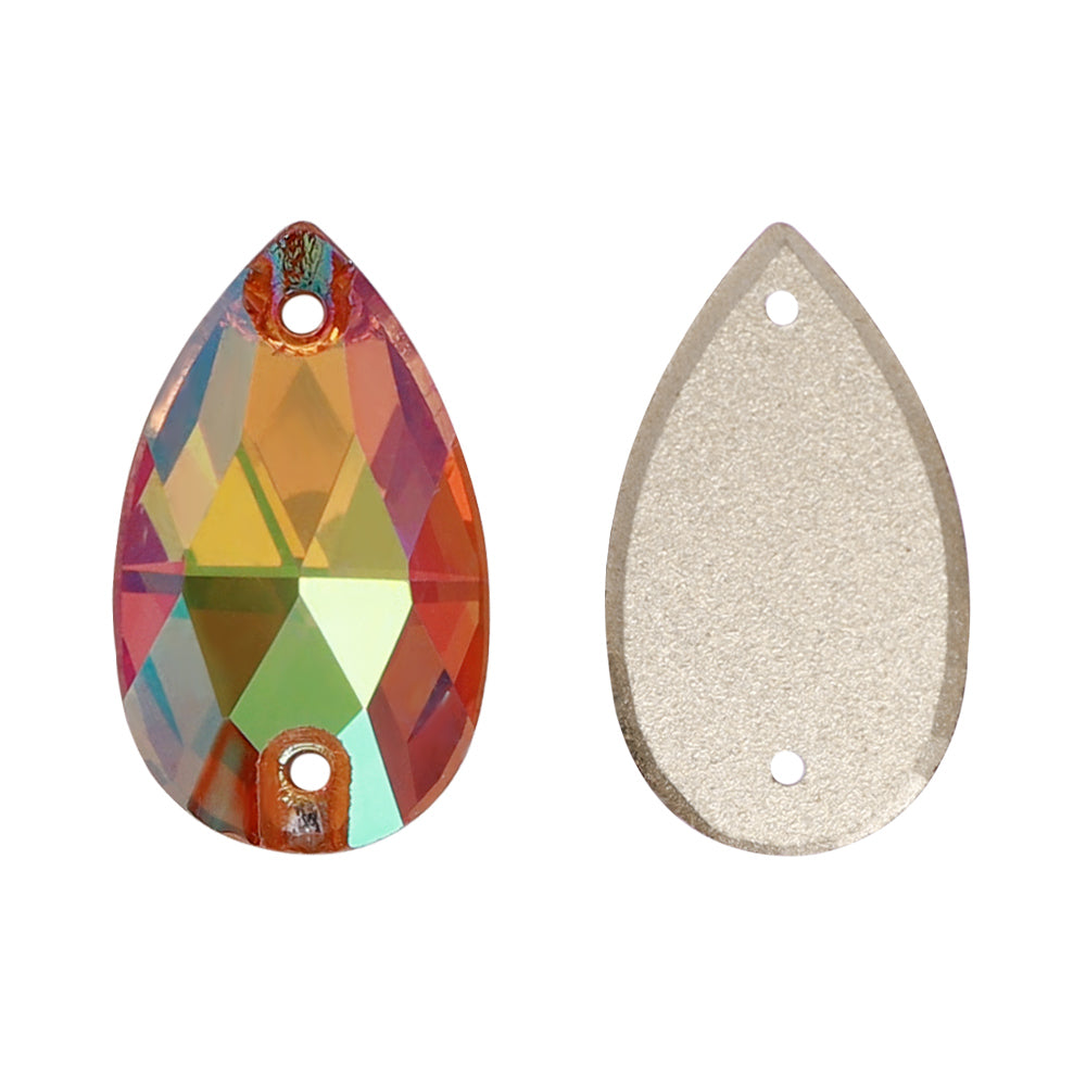Iridescent Green Drop Shale Laadukkaat lasi-ompelut strasseja Toissijaiskuva