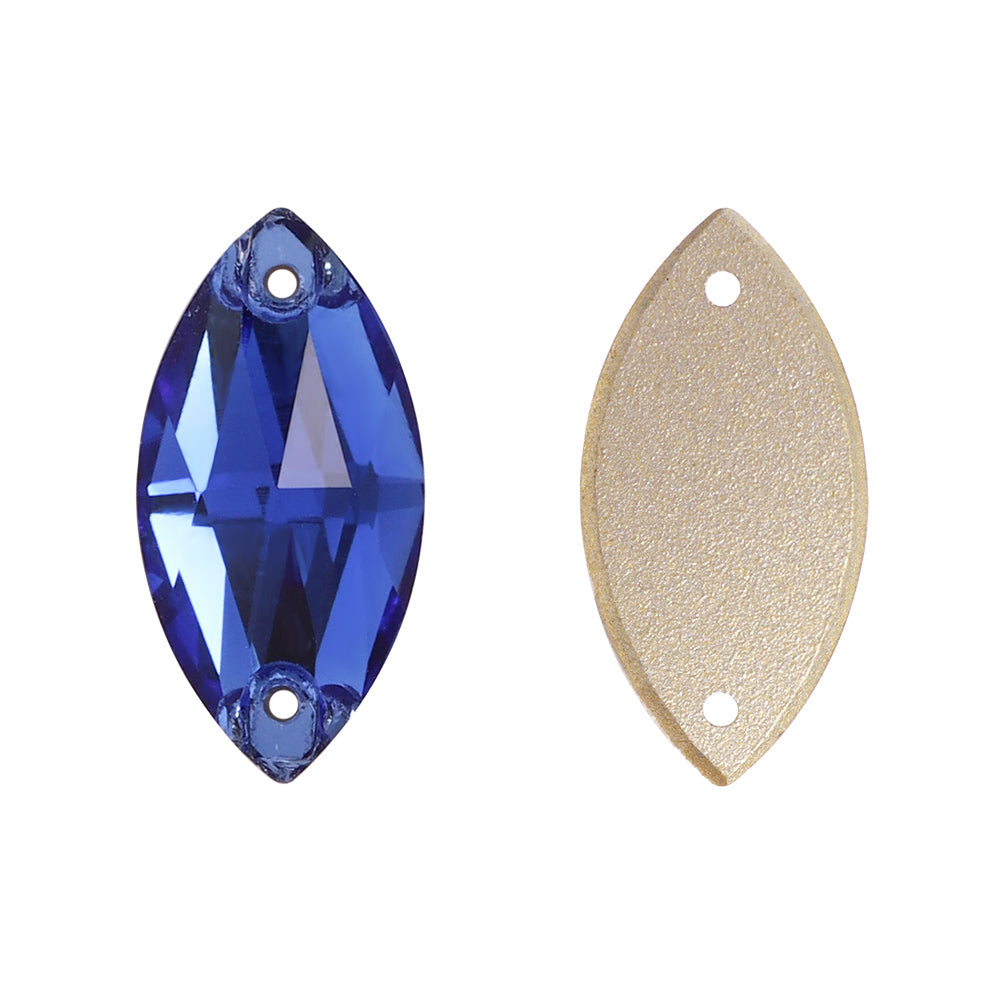 Sapphire Navette Shape High Quality Glass Sew-on Rhinestones WholesaleRhinestone