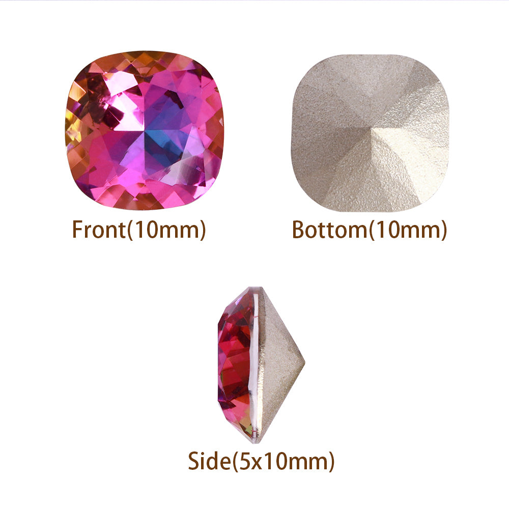 Heliotrope Cushion Square Shape High Quality Glass Pointed Back Fancy Rhinestones WholesaleRhinestone