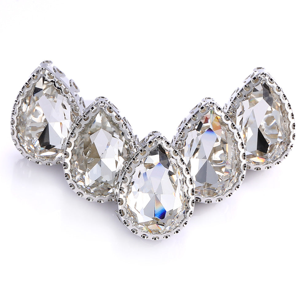 Crystal Drop Shape High-Quality Glass Sew-on Nest Hollow Claw Rhinestones