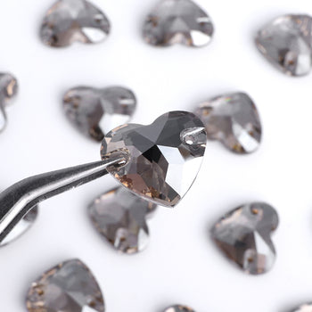 Satin Heart Shape High Quality Glass Sew-on Rhinestones WholesaleRhinestone