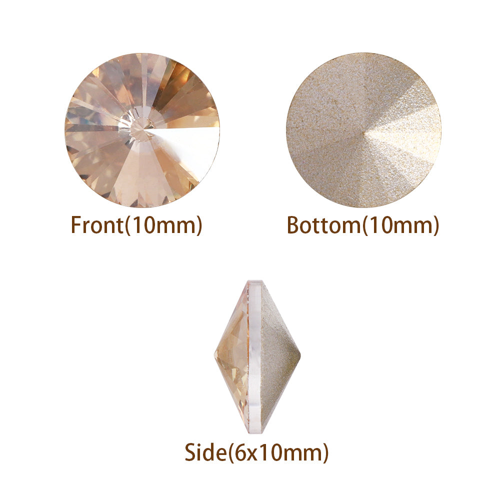 Golden Shadow Rivoli Shape High Quality Glass Pointed Back Fancy Rhinestones Второстепенное изображение товара