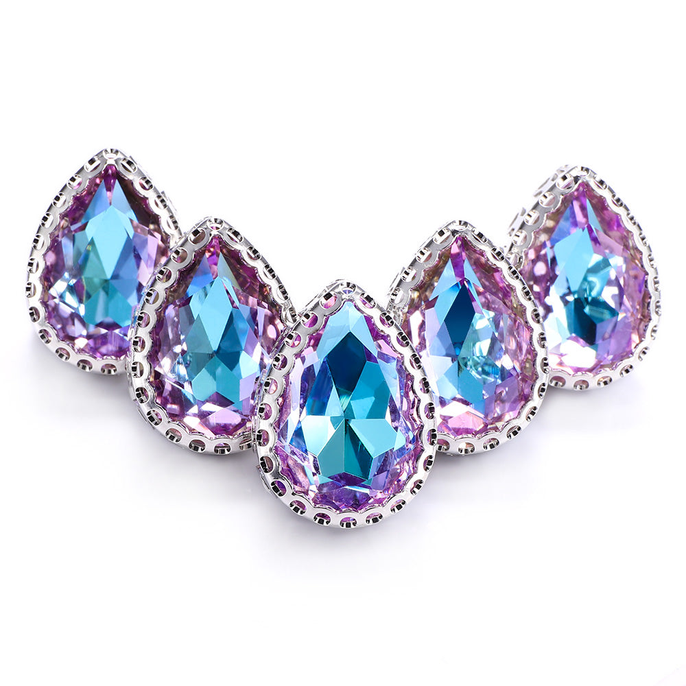 Vitrail Light Drop Shape High-Quality Glass Sew-on Nest Hollow Claw Rhinestones Secondary image