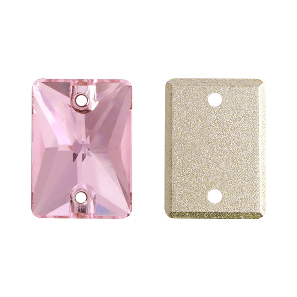Light Rose Rectangle Shape High Quality Glass Sew-on Rhinestones WholesaleRhinestone