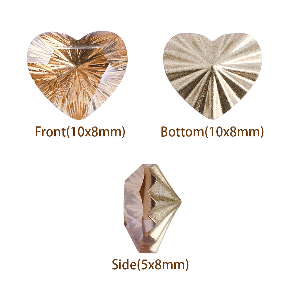 Millennium Series Heart Shape Golden Shadow Glass Pointed Back Fancy Rhinestones WholesaleRhinestone