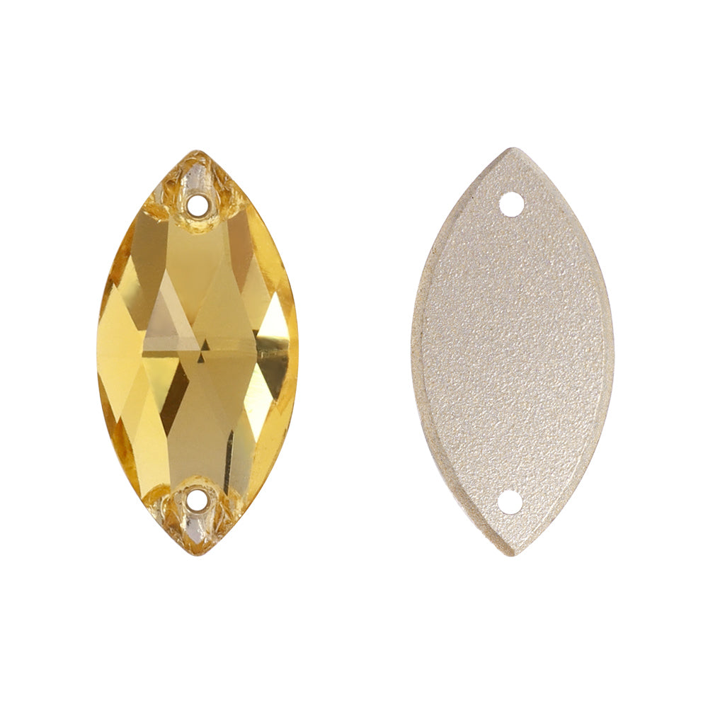 Light Topaz Navette Shape High Quality Glass Sew-on Rhinestones Secondary image