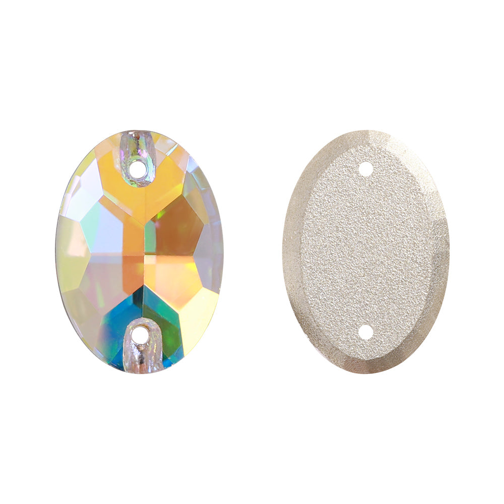 Crystal AB Oval Shape High Quality Glass Sew-on Rhinestones Secondary image