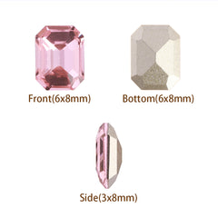 Light Pink Rectangle Octagon Shape Pointed Back Fancy Rhinestones WholesaleRhinestone