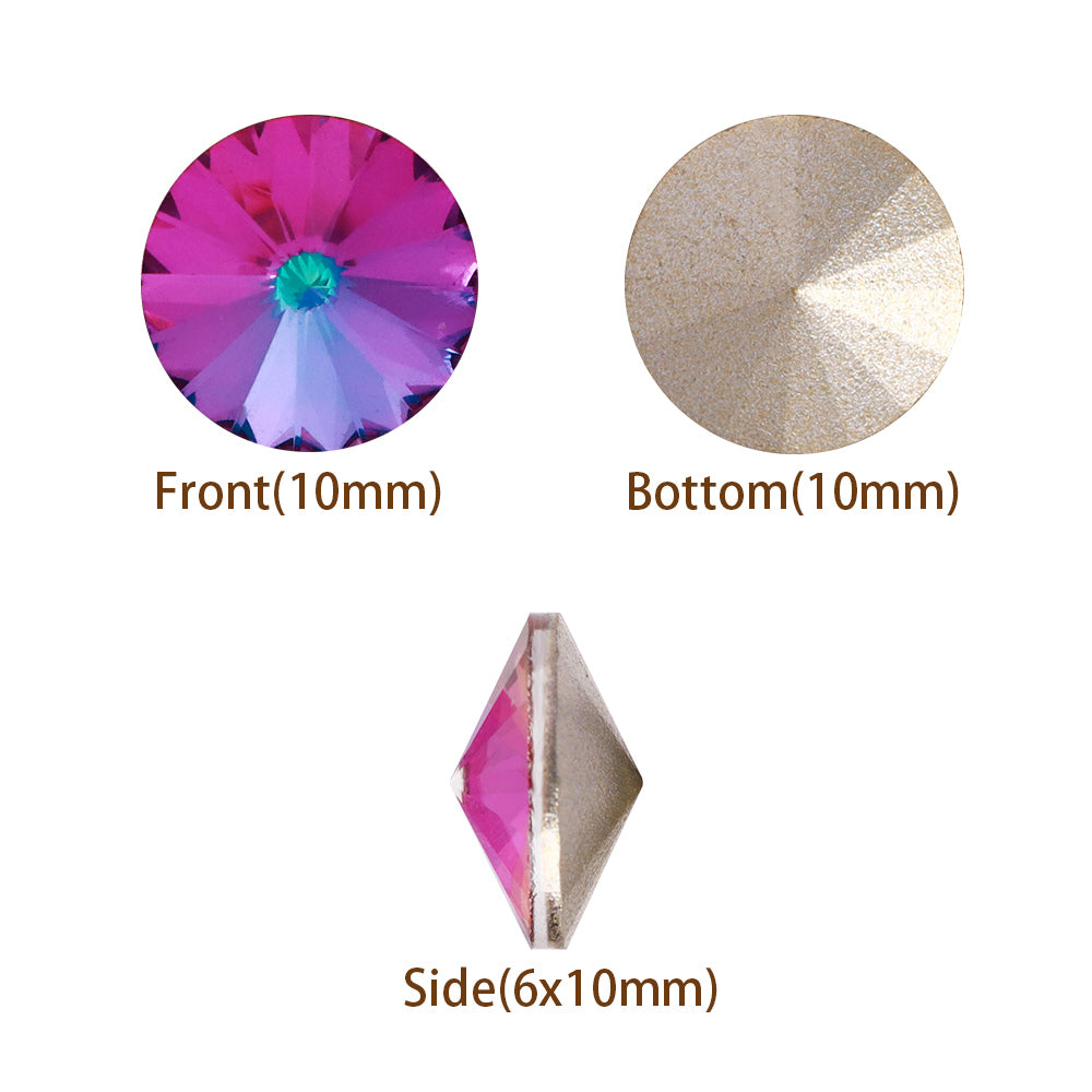 Heliotrope Rivoli Shape High Quality Glass Pointed Back Fancy Rhinestones WholesaleRhinestone