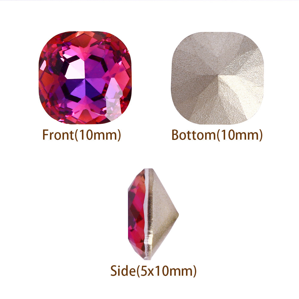 Violet Blue Cushion Square Shape High Quality Glass Pointed Back Fancy Rhinestones Второстепенное изображение товара