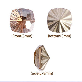 Millennium Series Round Square Shape Golden Shadow Glass Pointed Back Fancy Rhinestones WholesaleRhinestone