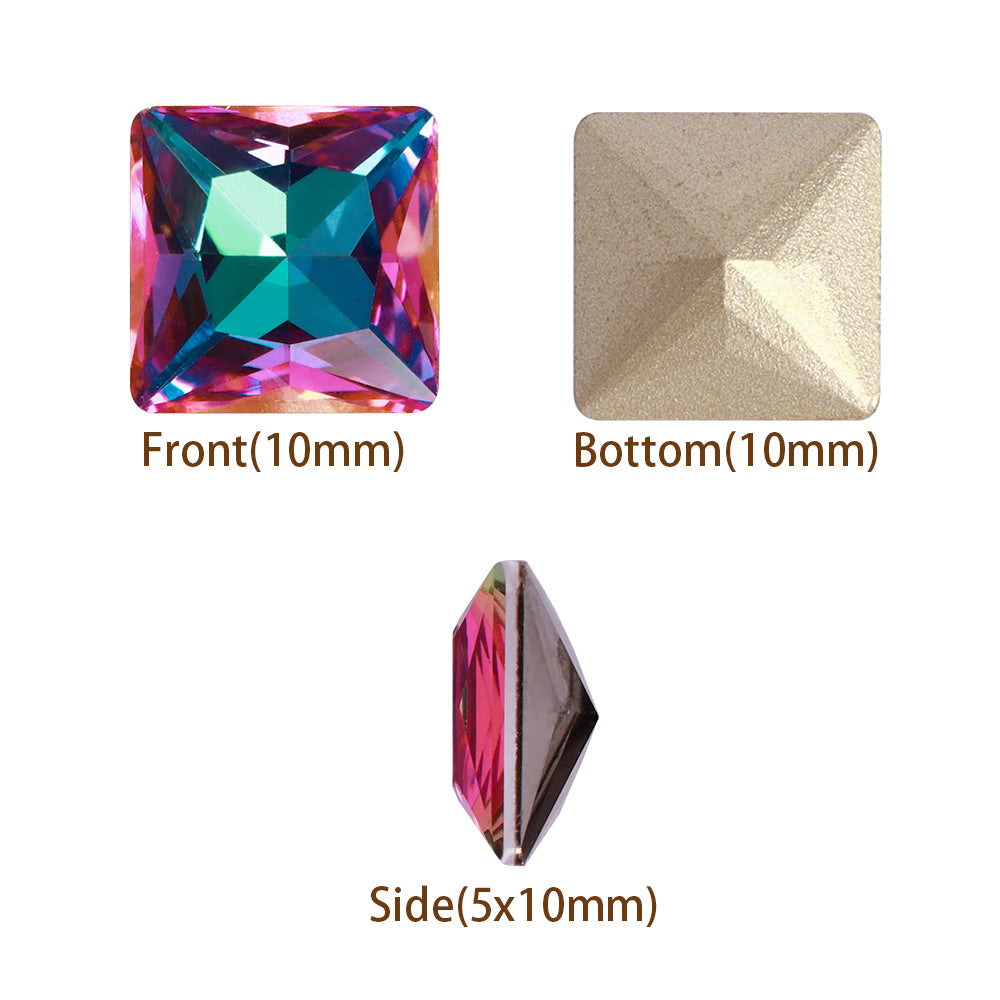 Heliotrope Princess Square Shape High Quality Glass Pointed Back Fancy Rhinestones Второстепенное изображение товара