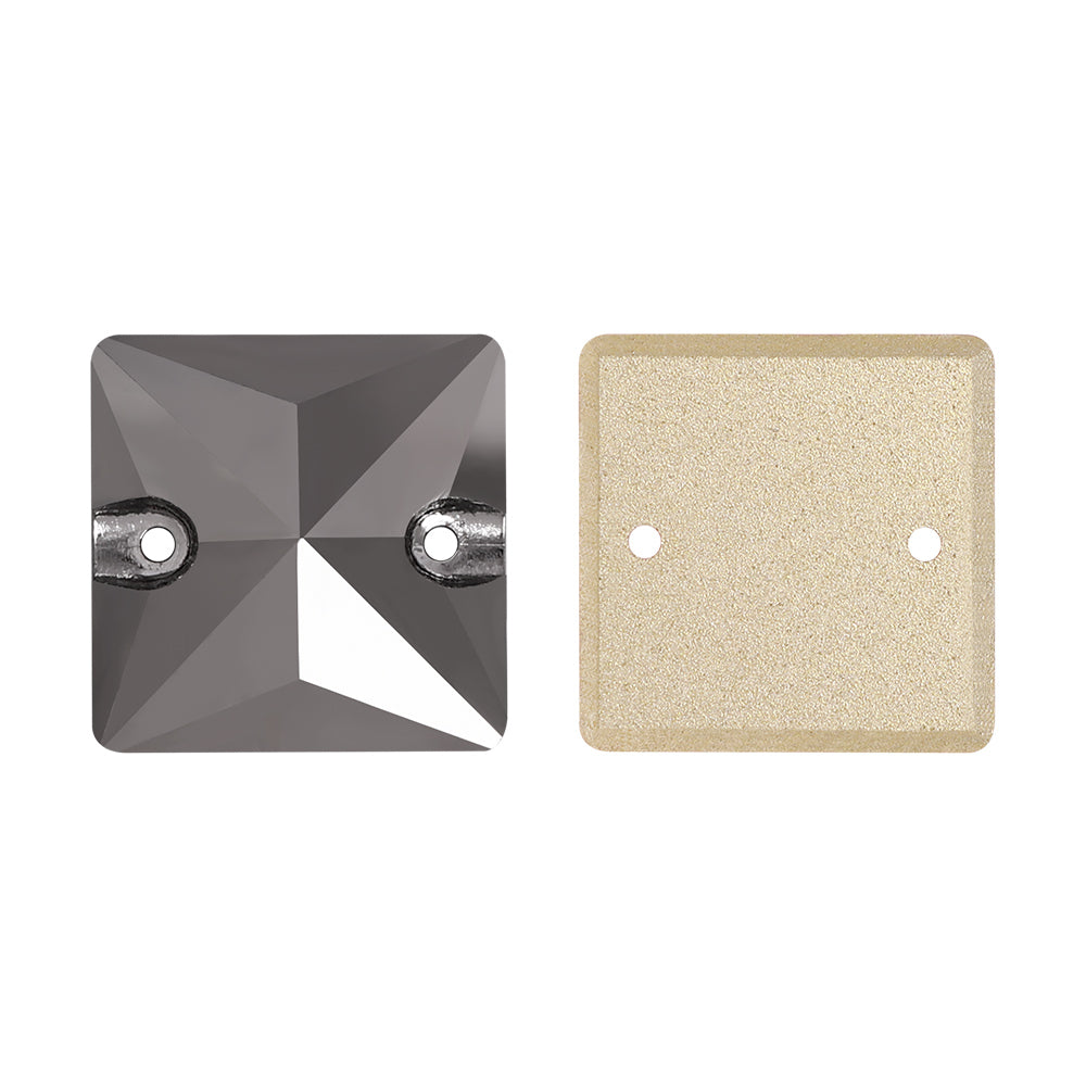 Jet Metallic Silver Square Shape High Quality Glass Sew-on Rhinestones WholesaleRhinestone