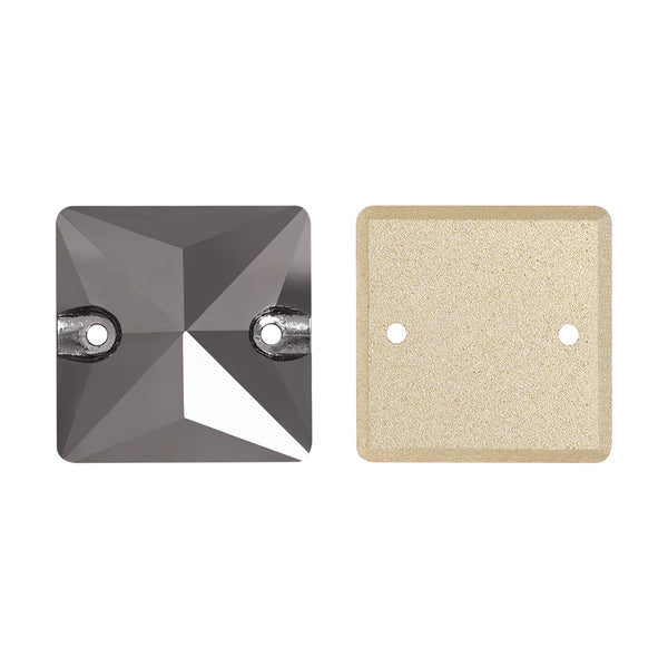 Jet Metallic Silver Square Shape High Quality Glass Sew-on Rhinestones WholesaleRhinestone