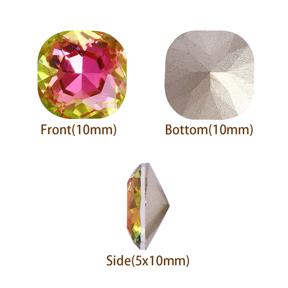 Vitrail Rose Cushion Square Shape高品質のガラス尖ったバックファンシーラインストーン サブ画像