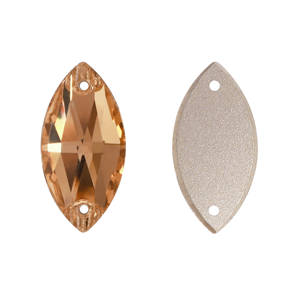 Light Smoked topaz Navette Shape High Quality Glass Sew-on Rhinestones Secondary image