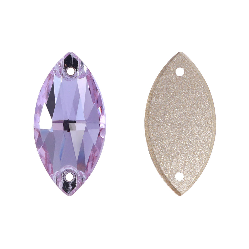 Violet Navette Shape High Quality Glass Sew-on Rhinestones Secondary image