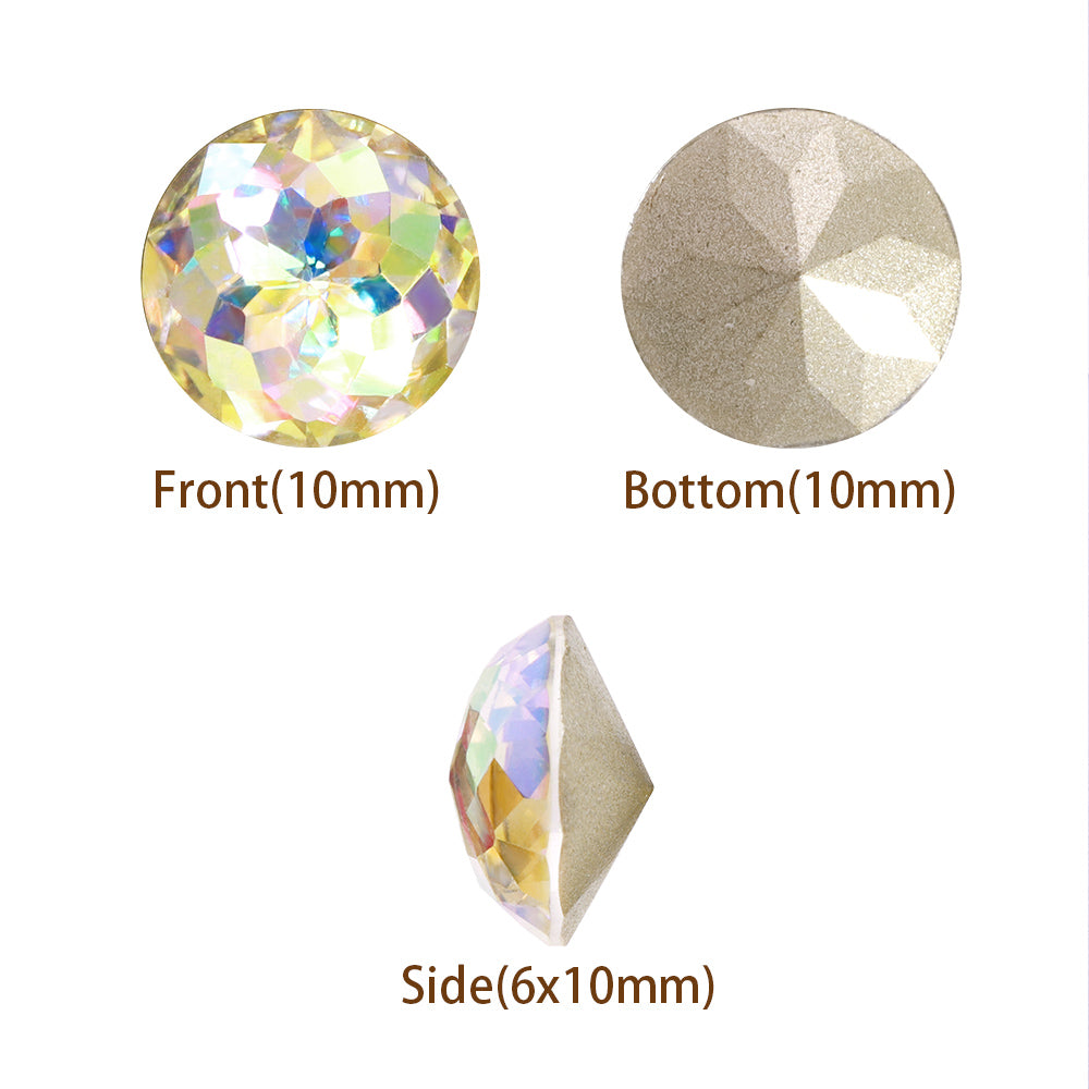 Crystal AB Dome Round Shape High Quality Glass Pointed Back Fancy Rhinestones WholesaleRhinestone