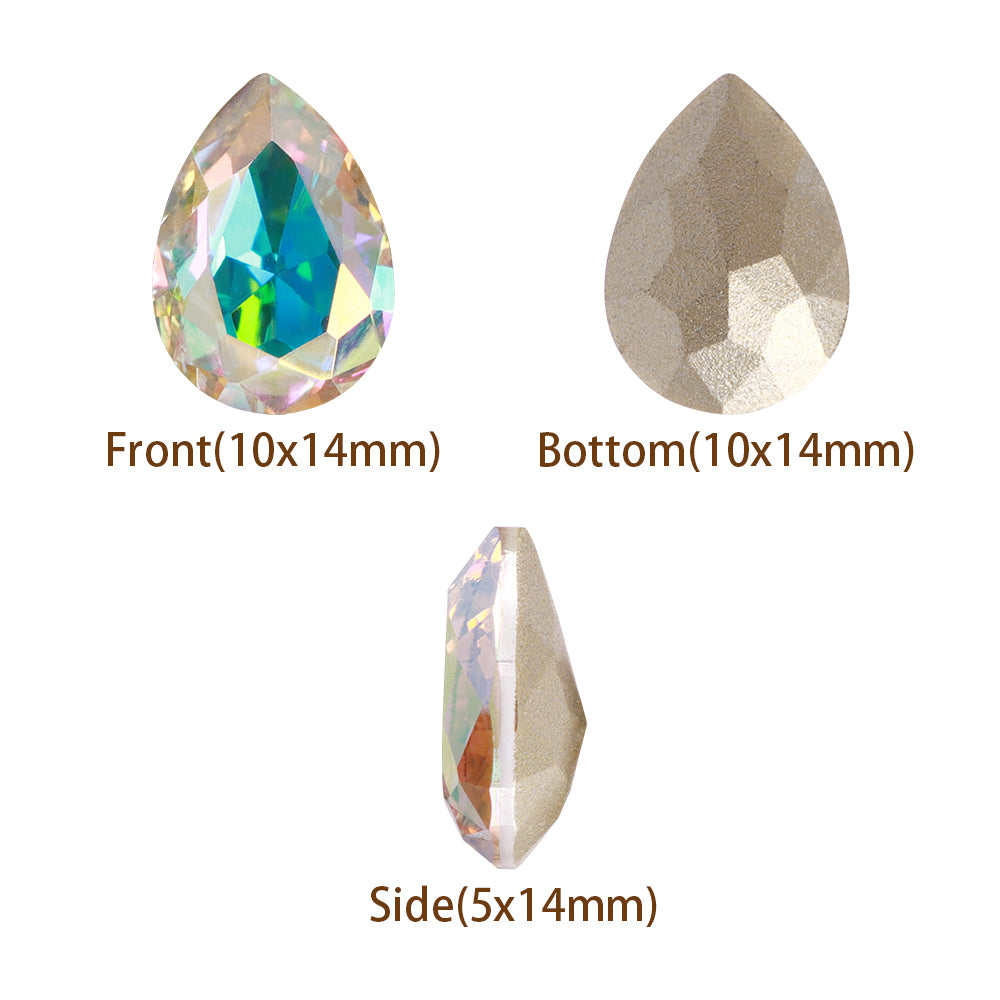 Crystal AB Pear Shape High Quality Glass Pointed Back Fancy Rhinestones Второстепенное изображение товара