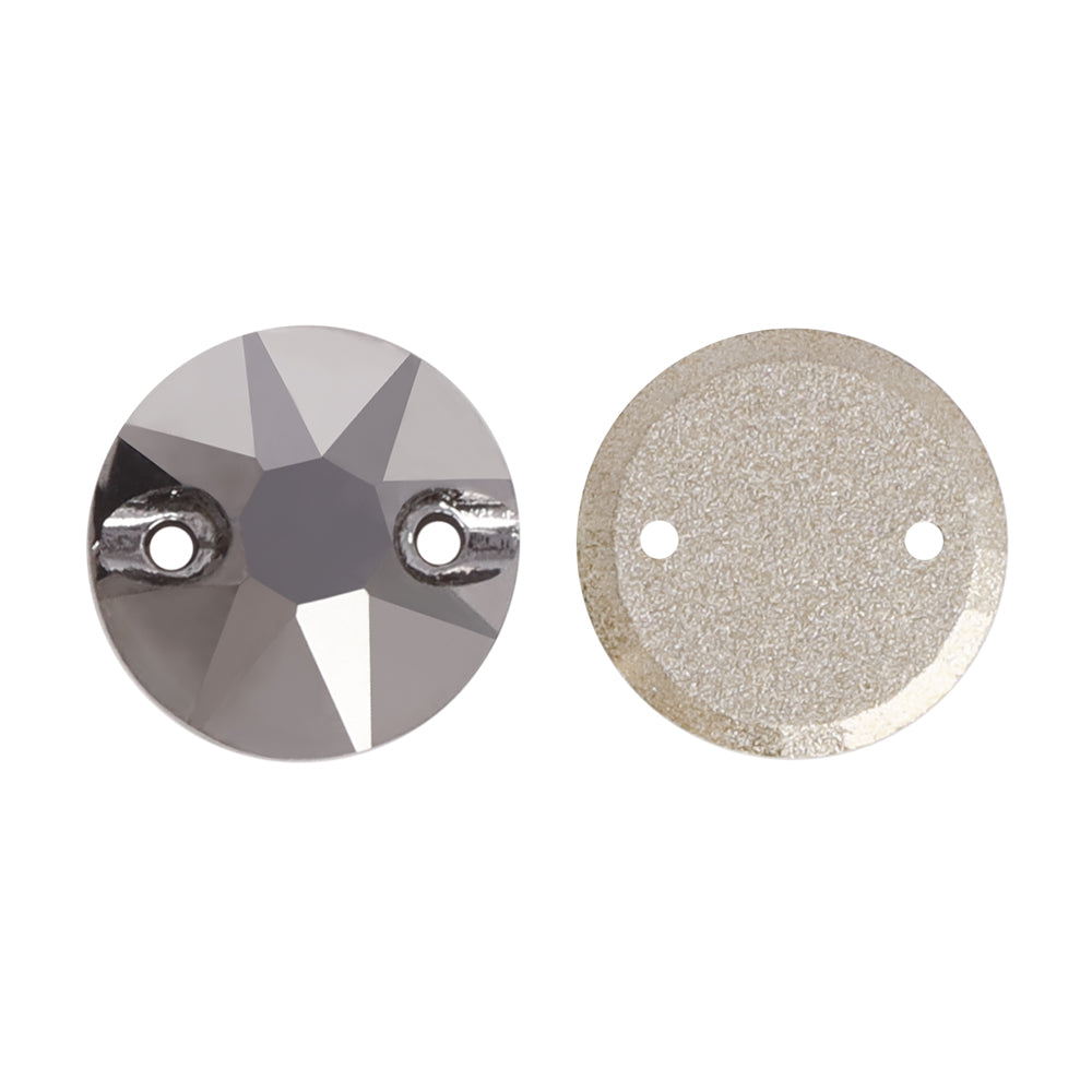 Jet Metallic silver XIRIUS Round Shape High Quality Glass Sew-on Rhinestones WholesaleRhinestone