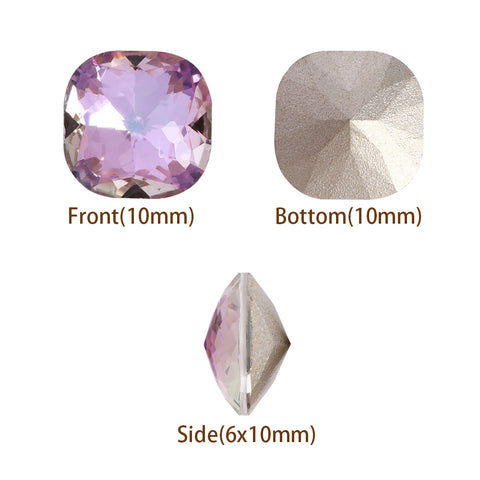Vitrail Light Dome Cushion Square Shape High Quality Glass Pointed Back Fancy Rhinestones WholesaleRhinestone