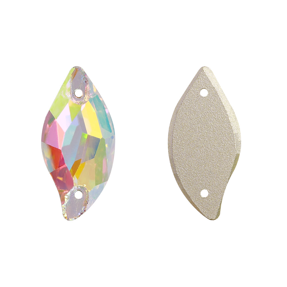 Crystal AB Diamond Leaf Shape High Quality Glass Sew-on Rhinestones Secondary image