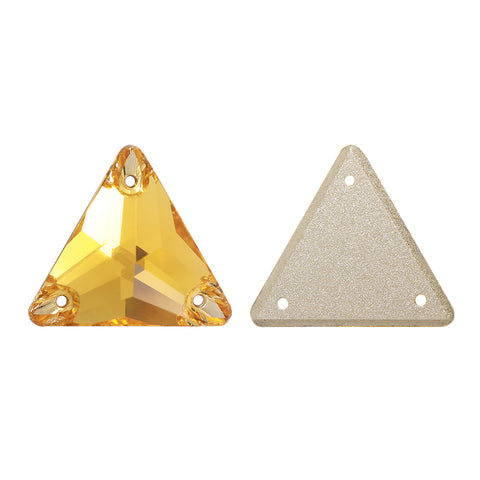 Light Topaz Triangle Shape High Quality Glass Sew-on Rhinestones WholesaleRhinestone