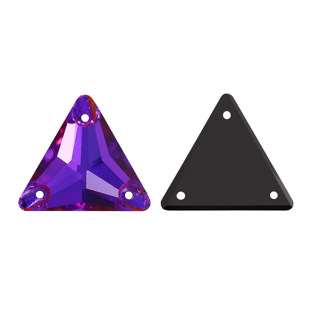 Violet Blue Triangle Shape High Quality Glass Sew-on Rhinestones WholesaleRhinestone