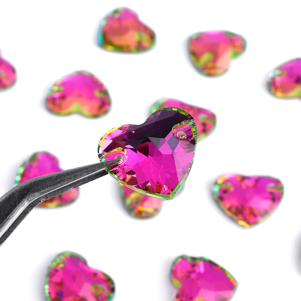 Vitrail Rose Heart Shape High Quality Glass Sew-on Rhinestones Secondary image
